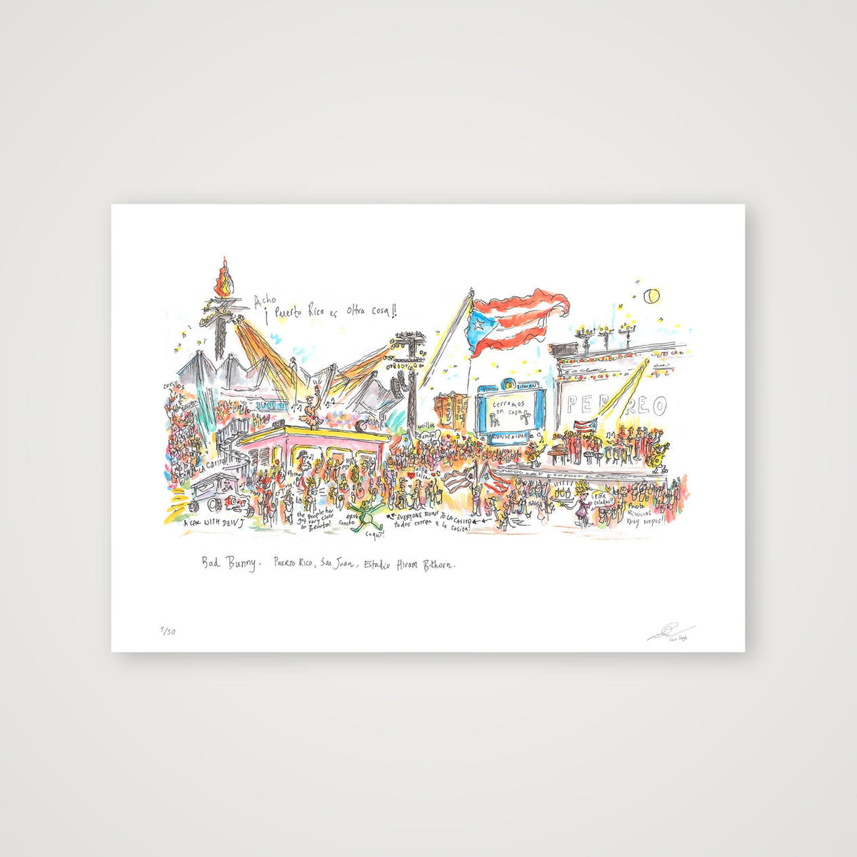 Bad Bunny in Puerto Rico — A4 (30×21cm, 12×8") Print only