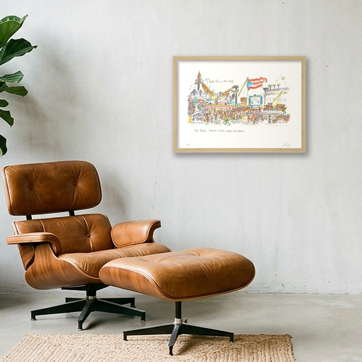 Bad Bunny in Puerto Rico — A3 (42×30cm, 17×12") Oak Frame