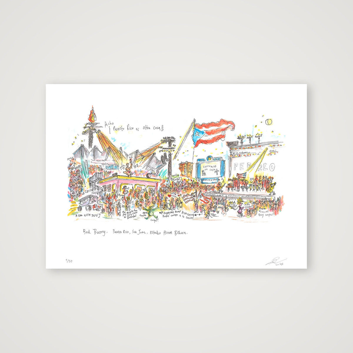 Bad Bunny in Puerto Rico — A3 (42×30cm, 17×12") Print only