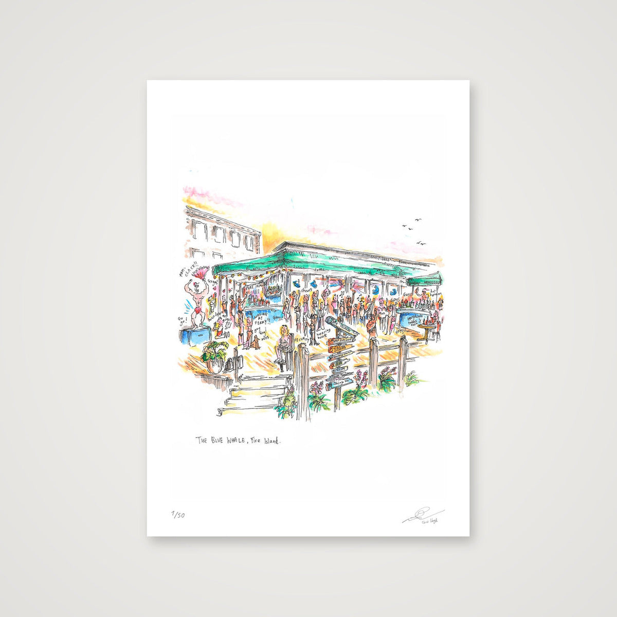 The Blue Whale at Low Tea — A4 (21×30cm, 8×12") Print only
