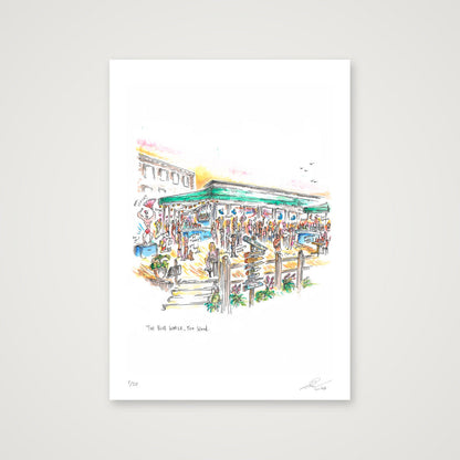 The Blue Whale at Low Tea — A4 (21×30cm, 8×12") Print only