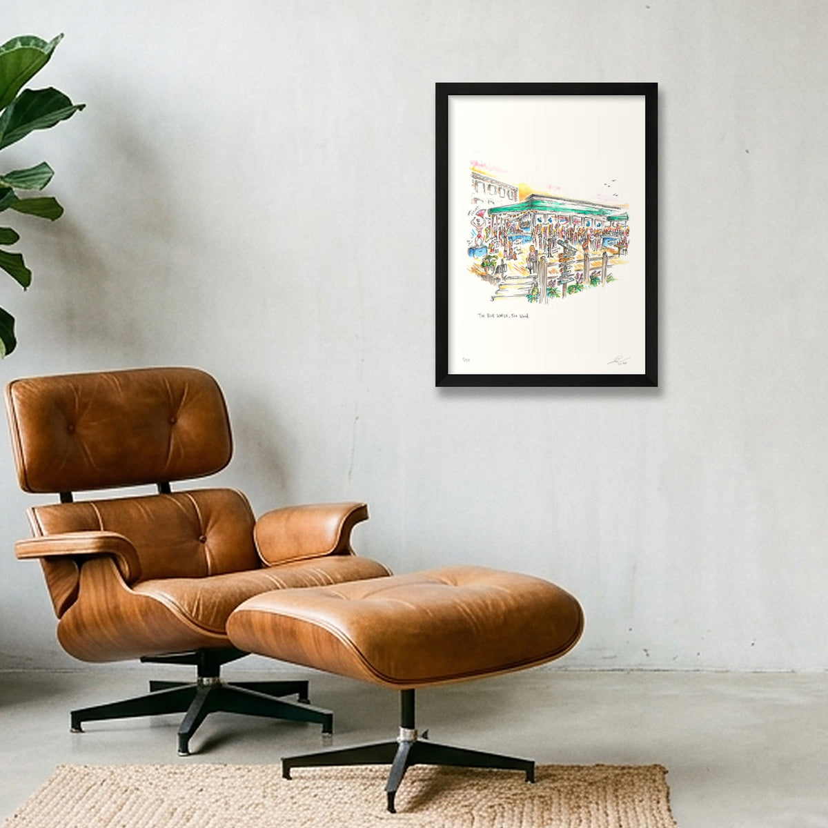 The Blue Whale at Low Tea — A3 (30×42cm, 12×17") Black Frame